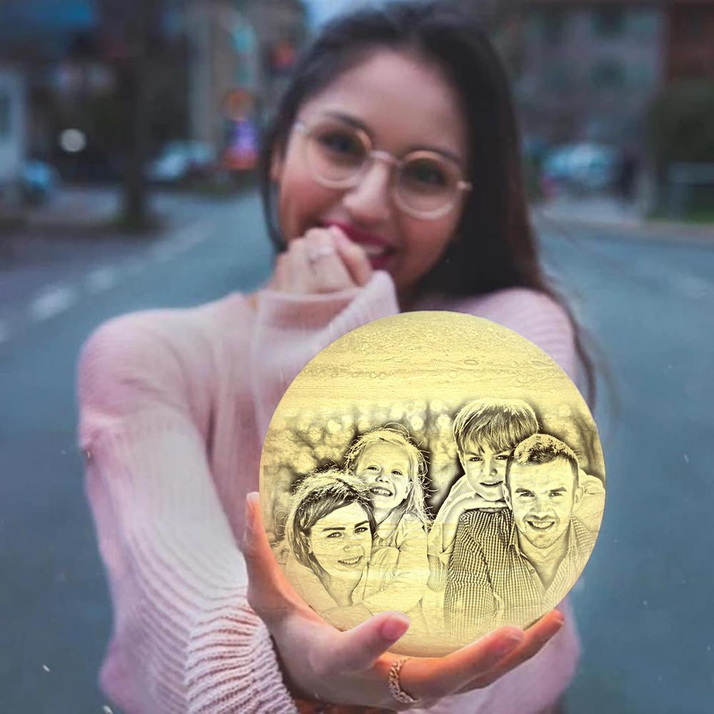 Benutzerdefinierte, Kreative 3d-gedruckte Jupiter-lampe, Personalisiertes Geschenk Für Die Familie – Zwei Farben Berühren (10–15 Cm) - dephotoblanket