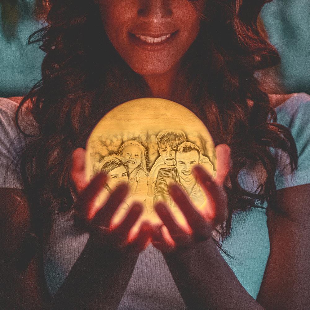 Benutzerdefinierte, Kreative 3d-gedruckte Jupiter-lampe, Personalisiertes Geschenk Für Die Familie – Zwei Farben Berühren (10–15 Cm) - dephotoblanket