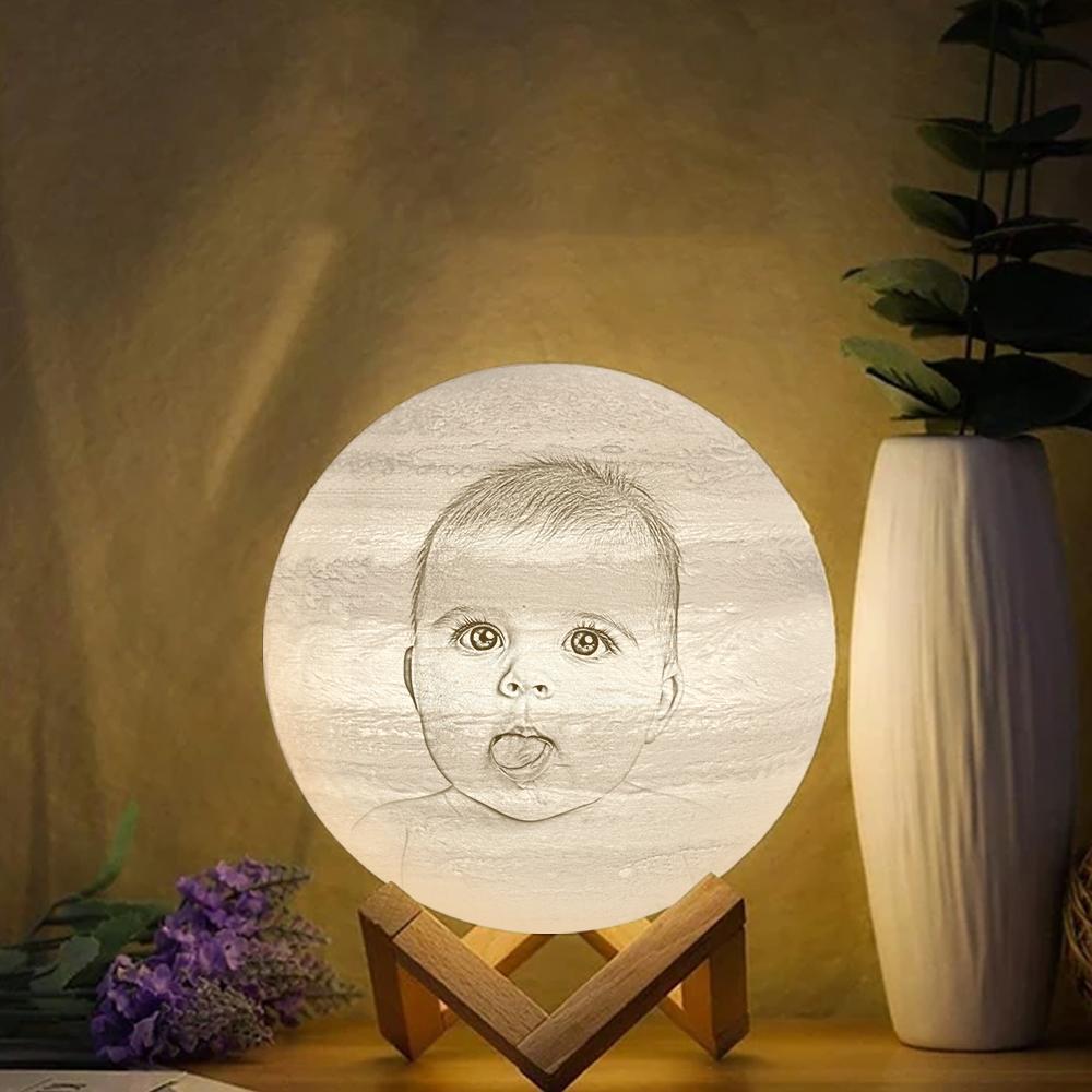 Individuell Gravierte 3d-druck-foto-jupiterlampe | Berühren, Um 3 Farben Zu Konvertieren - dephotoblanket