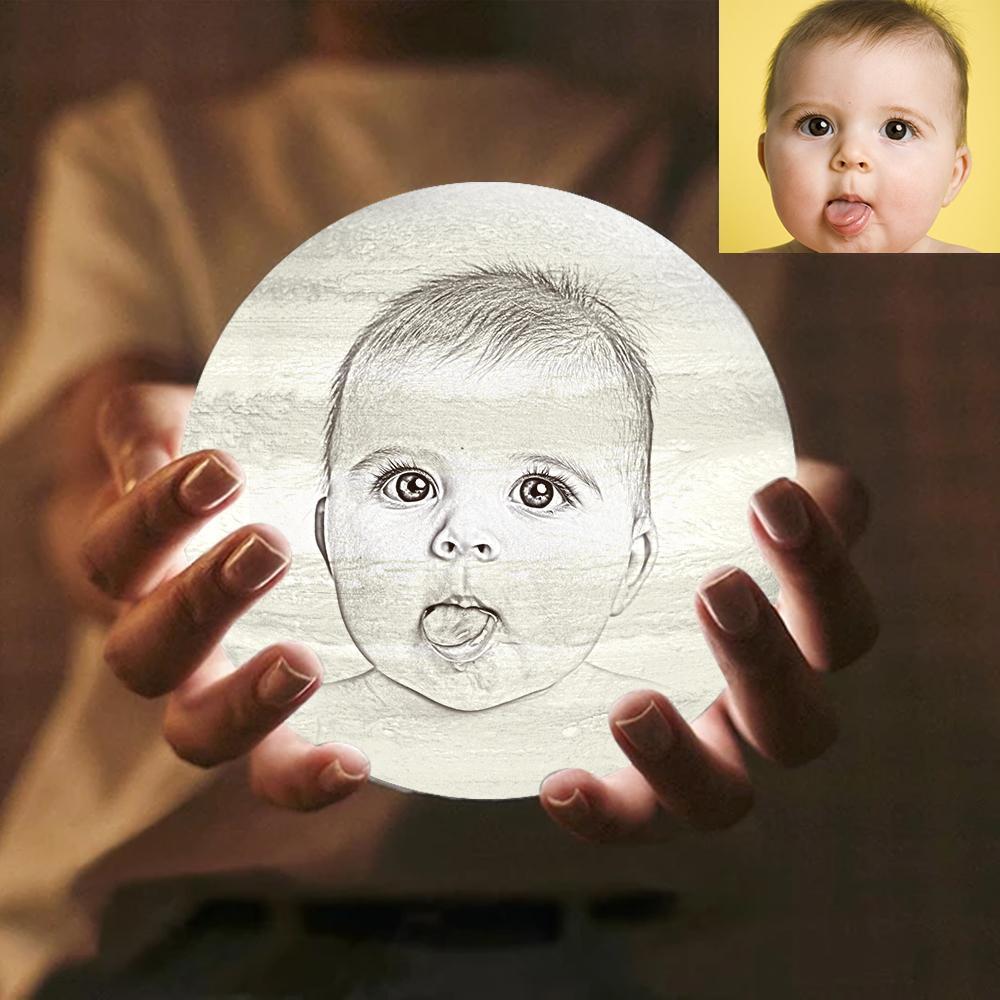 Individuell Gravierte 3d-druck-foto-jupiterlampe | Berühren, Um 3 Farben Zu Konvertieren - dephotoblanket
