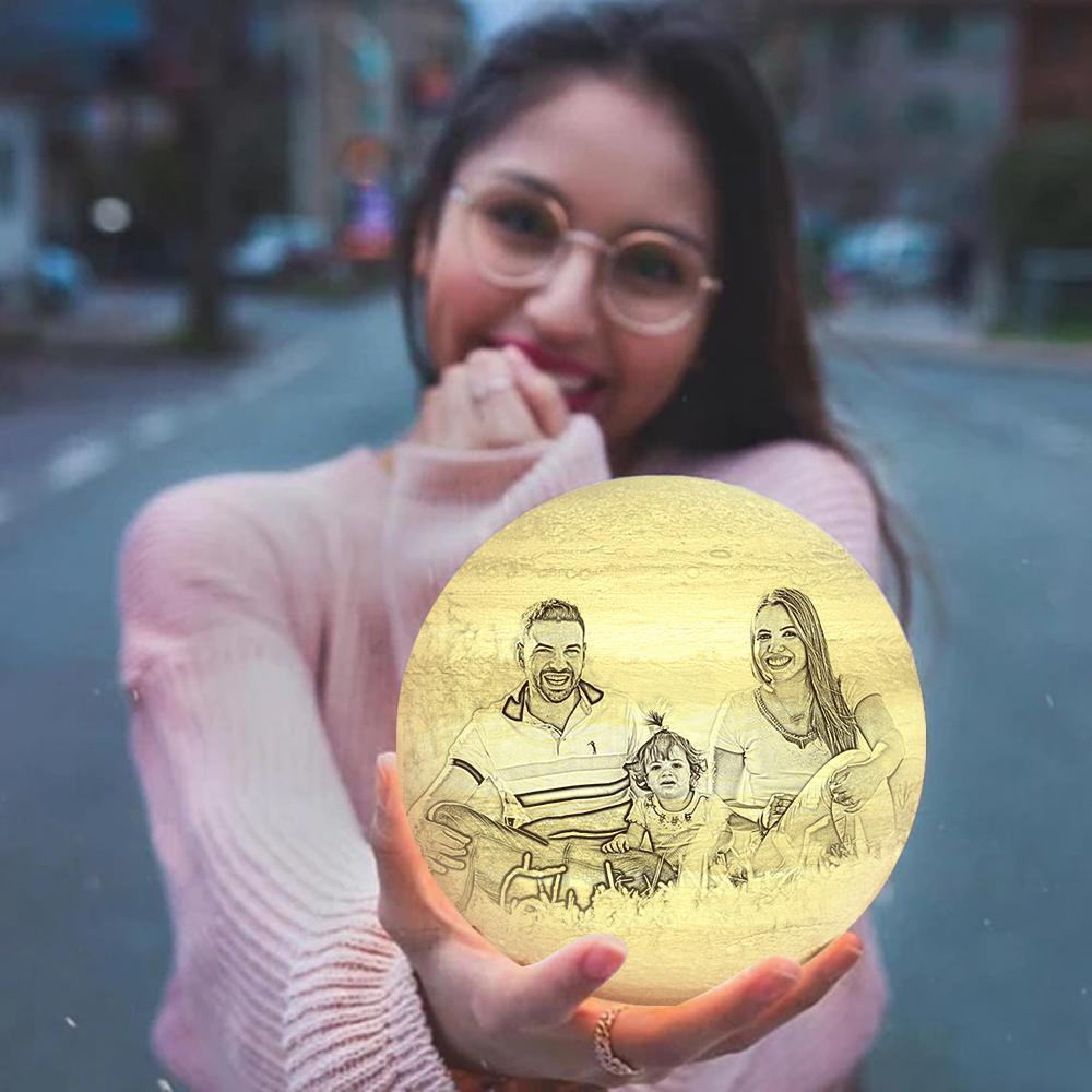 Individuell Gravierte 3d-druck-foto-jupiter-lampe | Berühren Sie, Um 2 Farben Zu Konvertieren - dephotoblanket