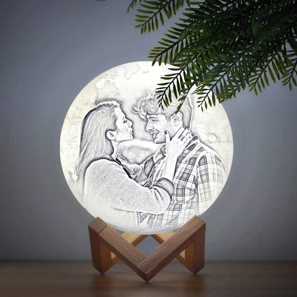 Individuell Gravierte 3d-druck-foto-erdlampe | Berühren, Um 2 Farben Zu Konvertieren - dephotoblanket