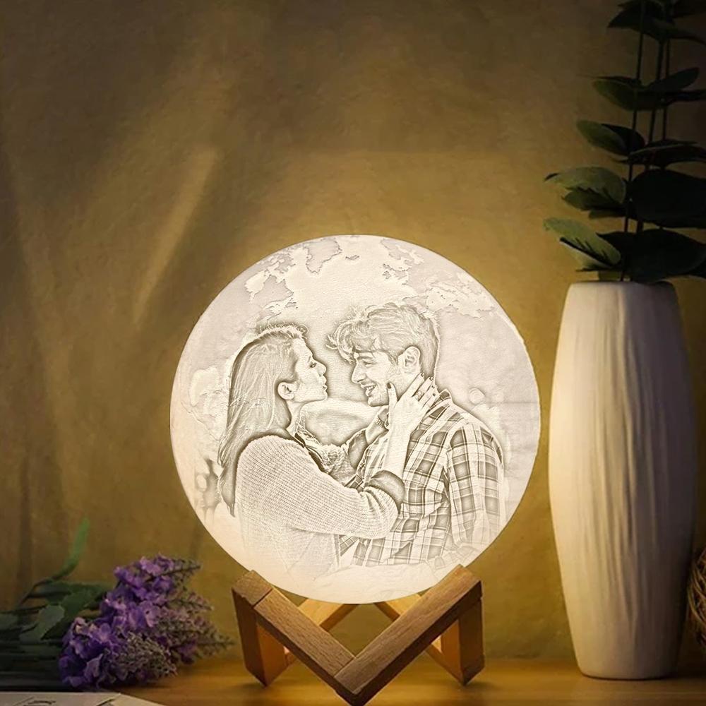 Individuell Gravierte 3d-druck-foto-erdlampe | Berühren, Um 2 Farben Zu Konvertieren - dephotoblanket