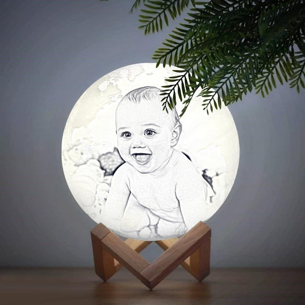 Magische Mondlampe, Personalisierte Erdlampe Mit Text, Gravierte Fotolampe Für Babys – Zwei Farben Berühren (10–15 Cm) - dephotoblanket