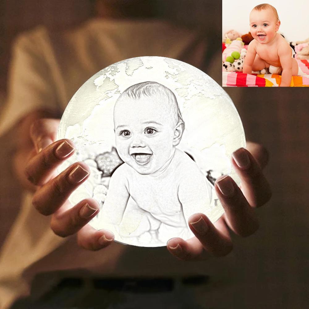 Magische Mondlampe, Personalisierte Erdlampe Mit Text, Gravierte Fotolampe Für Babys – Zwei Farben Berühren (10–15 Cm) - dephotoblanket
