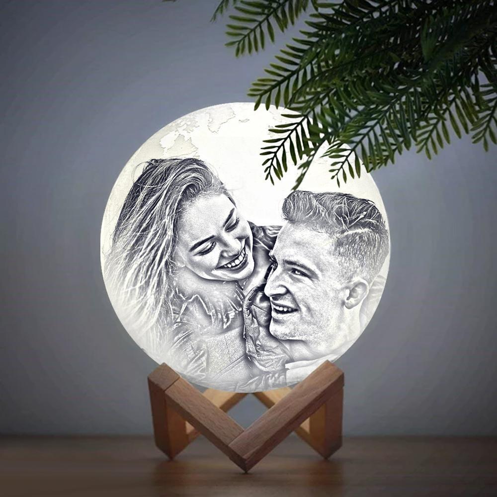 Magische Mondlampe, Personalisierte Erdlampe Mit Text, Gravierte Fotolampe Für Liebhaber – Zwei Farben Berühren (10–15 Cm) - dephotoblanket
