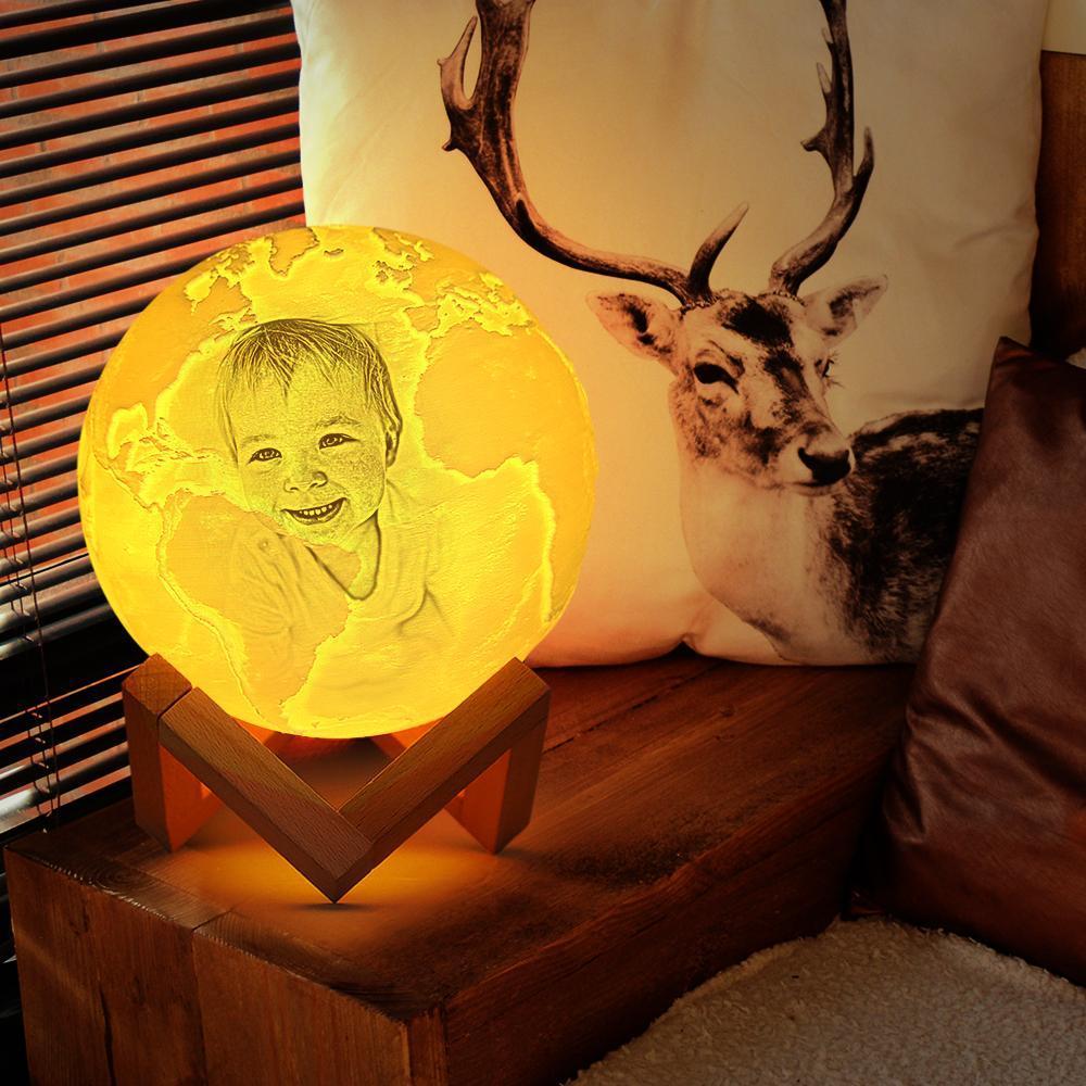 Individuell Gravierte 3d-druck-foto-mondlampe | Berühren, Um 3 Farben Zu Konvertieren - dephotoblanket