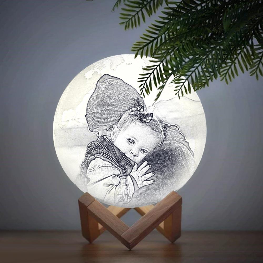 Individuell Gravierte 3d-druck-foto-erdlampe | Tippen Sie, Um 3 Farben Zu Konvertieren - dephotoblanket