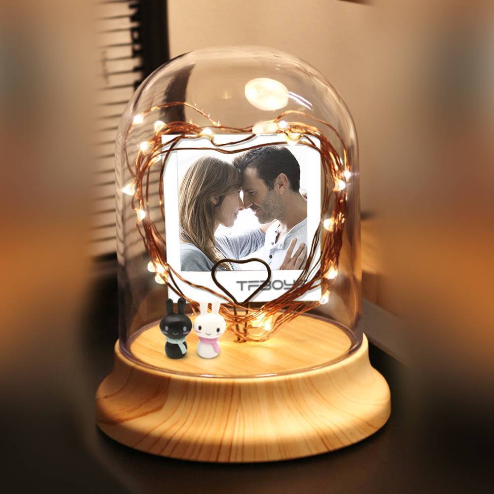 Personalisierte Foto-nachtlampe, Glühwürmchen Mit Herz-led-licht - dephotoblanket