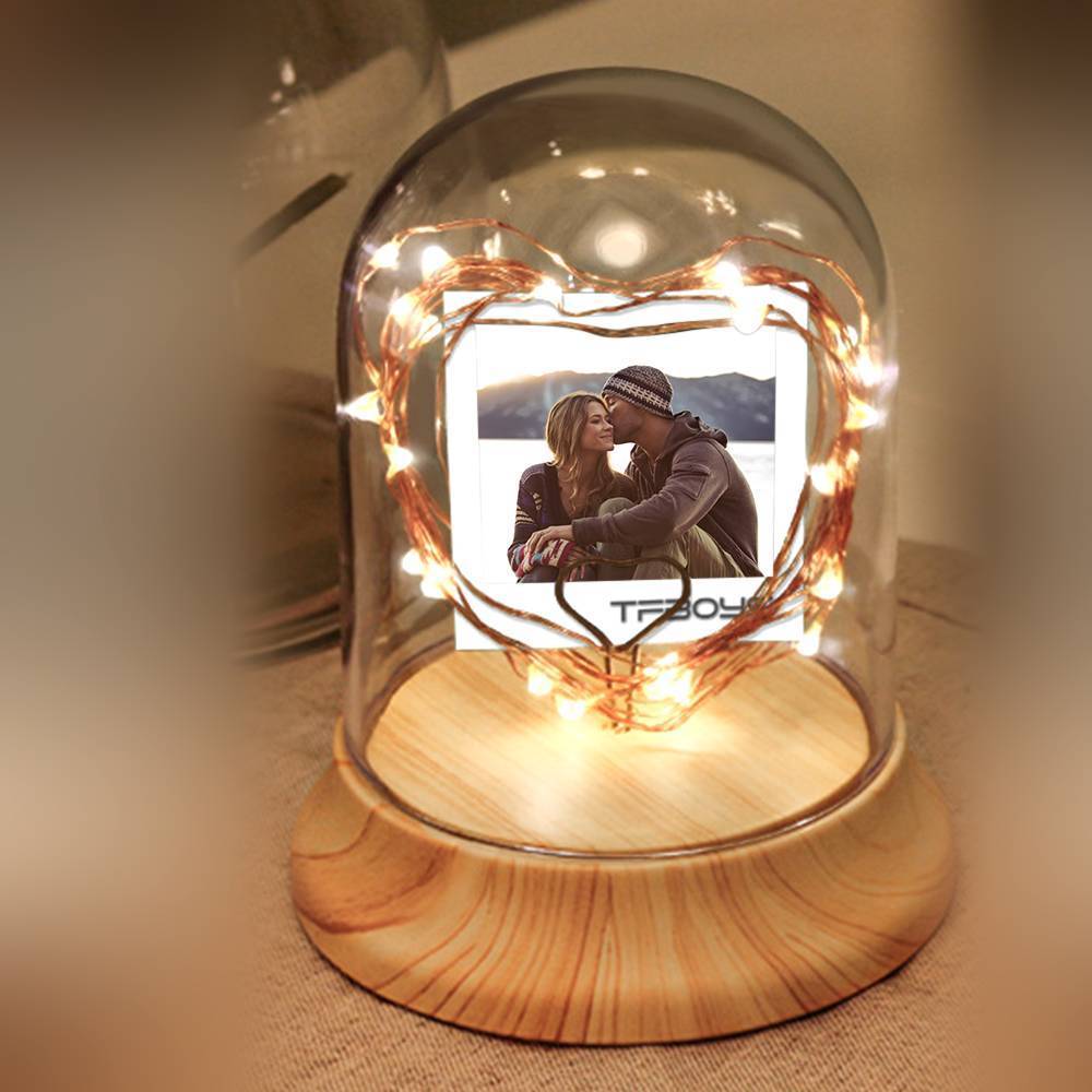 Personalisierte Foto-nachtlampe, Glühwürmchen Mit Herz-led-licht - dephotoblanket