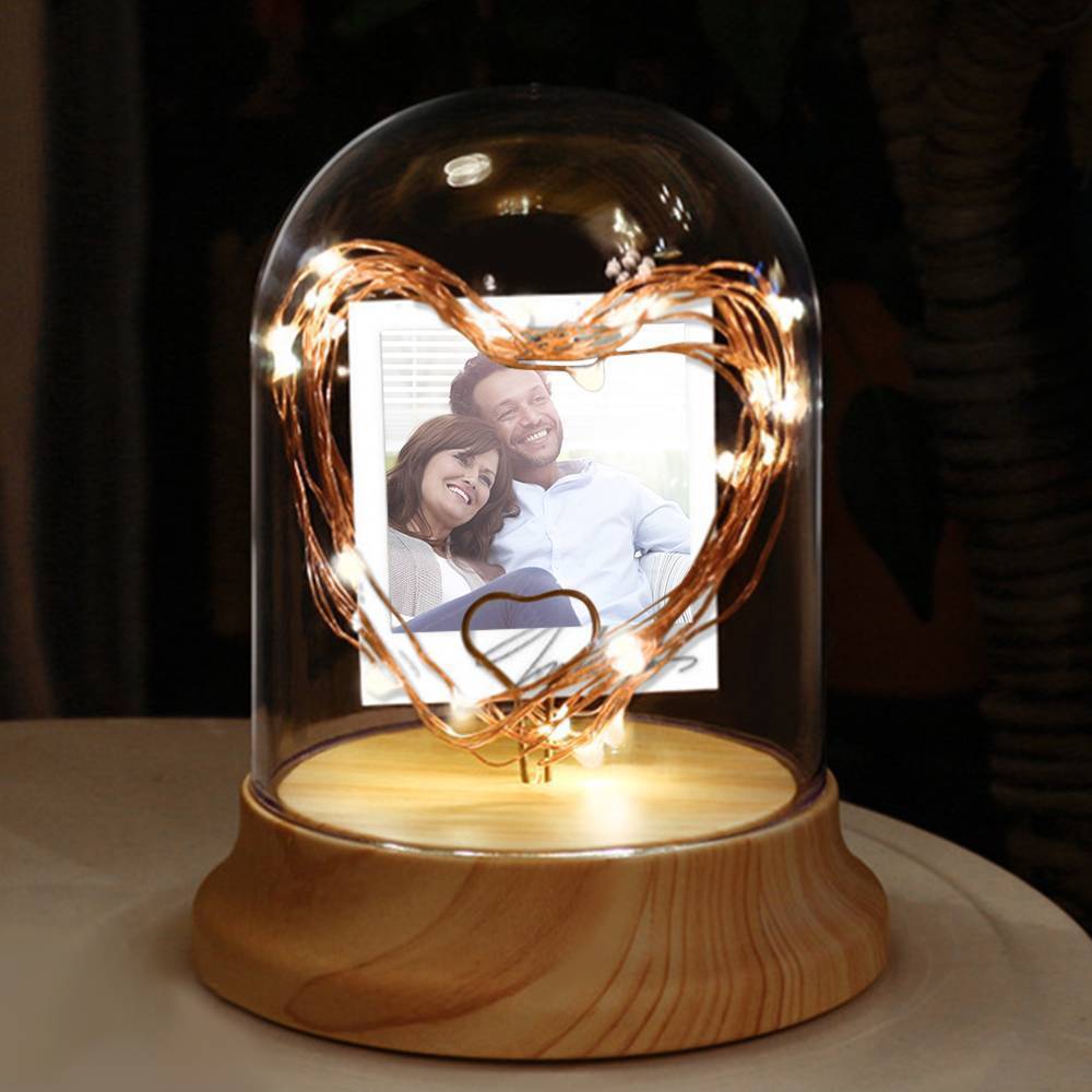 Personalisierte Foto-nachtlampe, Glühwürmchen Mit Herz-led-licht - dephotoblanket