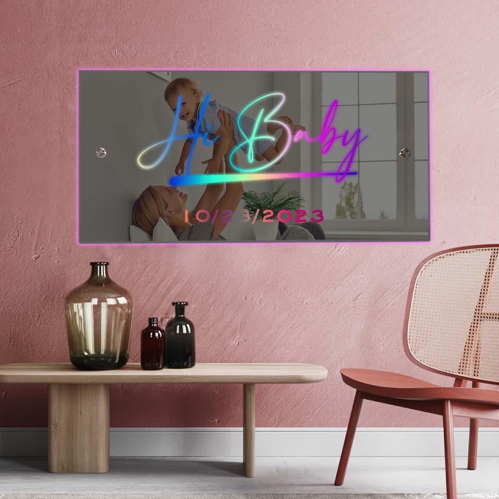 Benutzerdefinierter Name, Spiegelschild, Individueller Text, Led, Mehrfarbig, Beleuchtet, Wandbehang, Neonschilder, Heimdekoration, Jahrestagsgeschenk - dephotoblanket