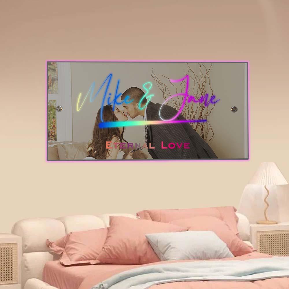 Benutzerdefinierter Name, Spiegelschild, Individueller Text, Led, Mehrfarbig, Leuchtende Wandbehang-neonschilder, Heimdekoration, Geschenk Für Paare - dephotoblanket