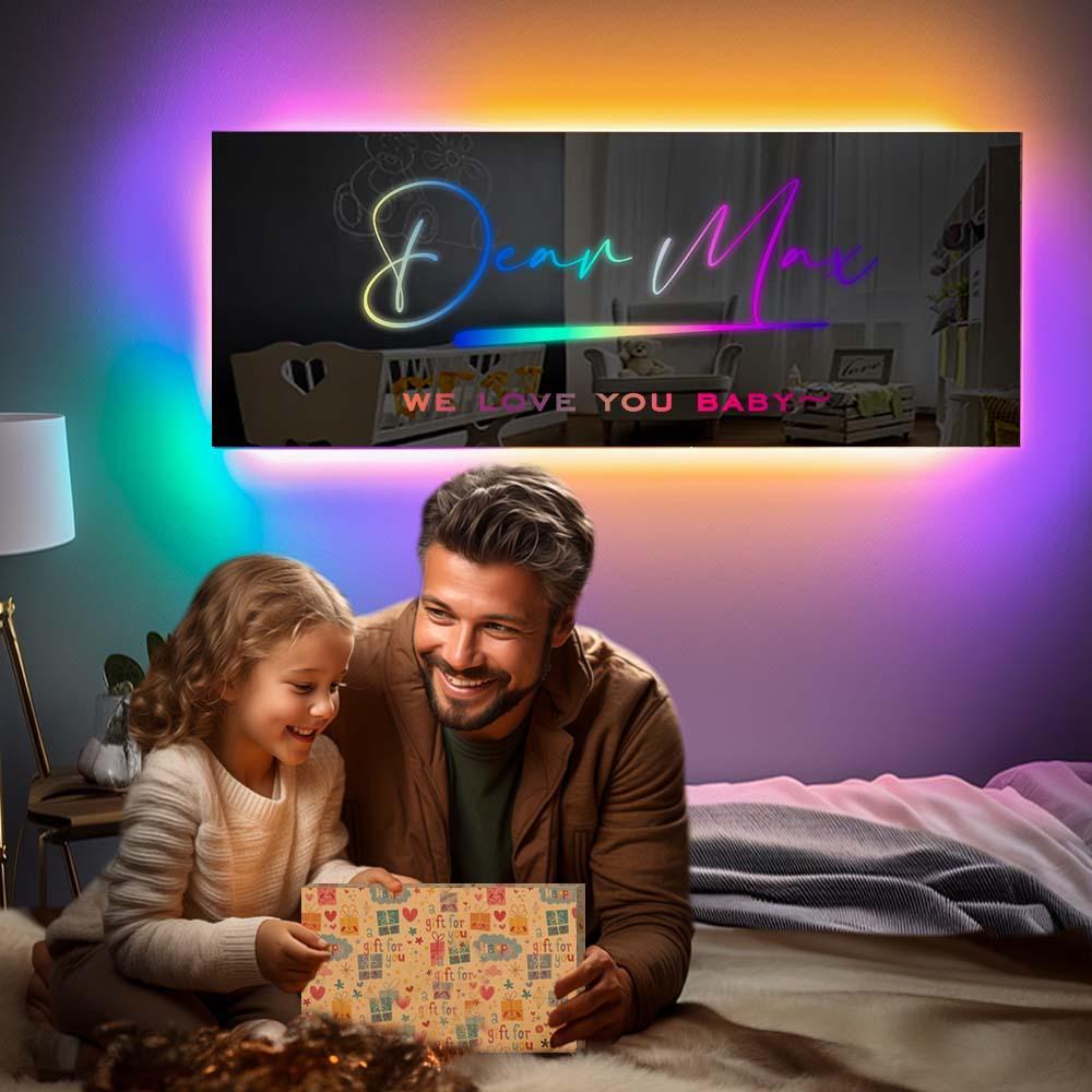 Benutzerdefinierter Name, Spiegelschild, Individueller Text, Led, Mehrfarbig, Beleuchtet, Wandbehang, Neonschilder, Heimdekoration, Geschenk Für Kinder - dephotoblanket