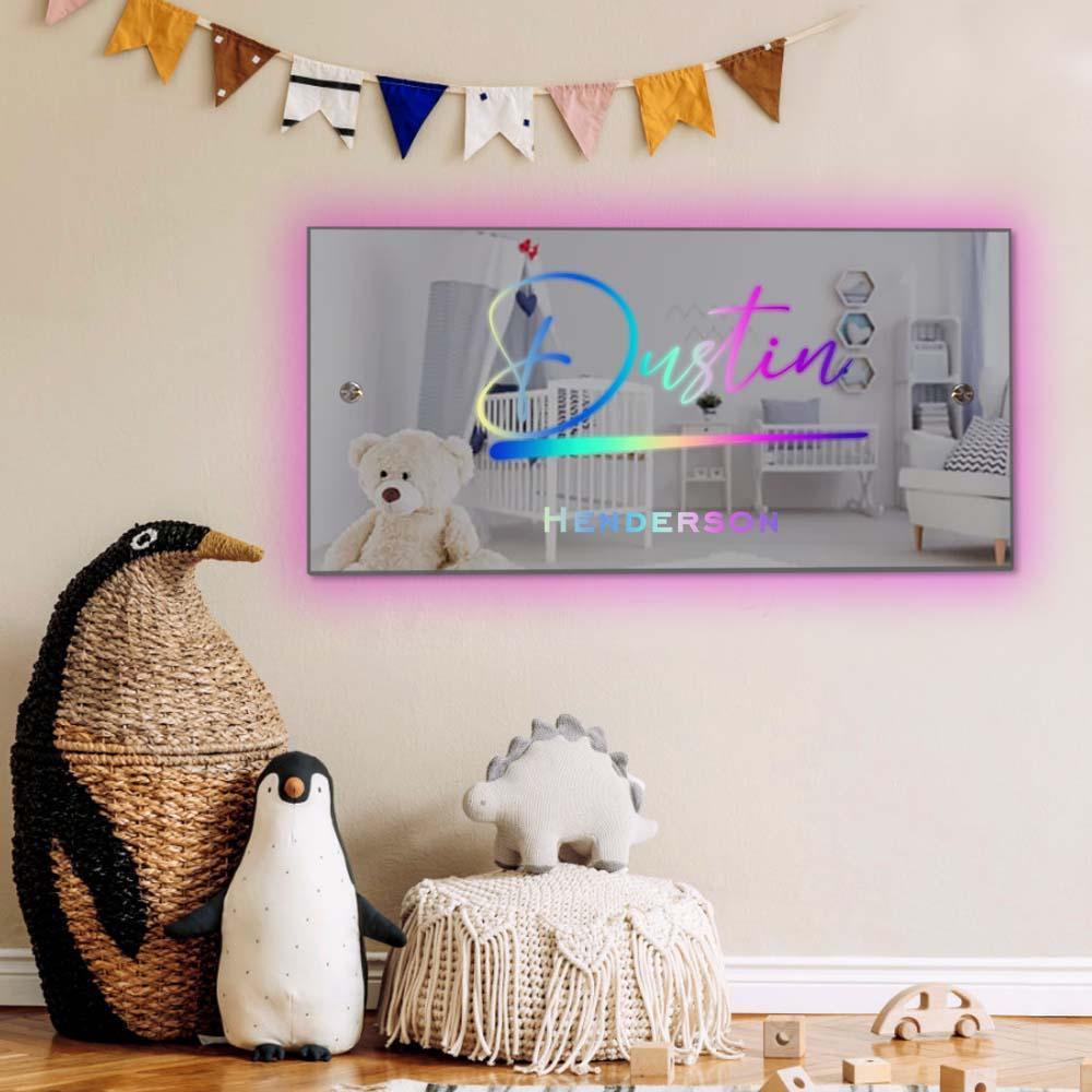 Benutzerdefinierter Name, Spiegelschild, Individueller Text, Led, Mehrfarbig, Beleuchtet, Wandbehang, Neonschilder, Heimdekoration, Geschenk Für Kinder - dephotoblanket