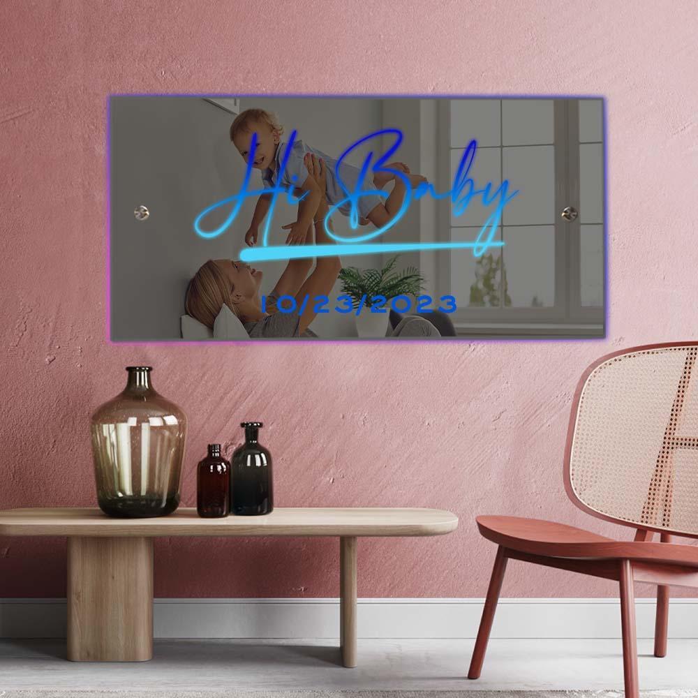 Benutzerdefinierter Name, Spiegelschild, Individueller Text, Led, Mehrfarbig, Beleuchtet, Wandbehang, Neonschilder, Heimdekoration, Jahrestagsgeschenk - dephotoblanket