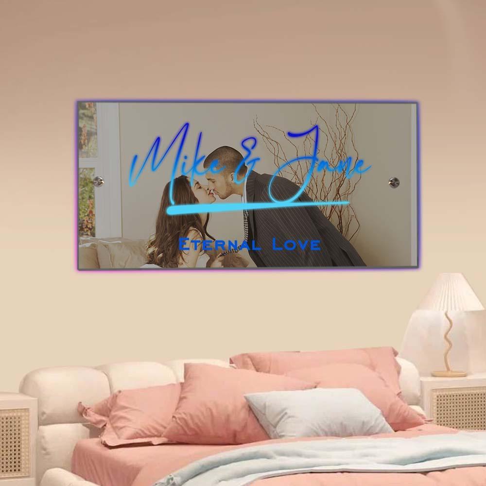 Benutzerdefinierter Name, Spiegelschild, Individueller Text, Led, Mehrfarbig, Leuchtende Wandbehang-neonschilder, Heimdekoration, Geschenk Für Paare - dephotoblanket