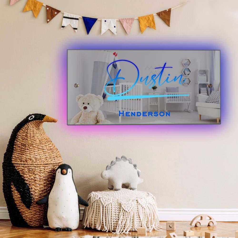 Benutzerdefinierter Name, Spiegelschild, Individueller Text, Led, Mehrfarbig, Beleuchtet, Wandbehang, Neonschilder, Heimdekoration, Geschenk Für Kinder - dephotoblanket