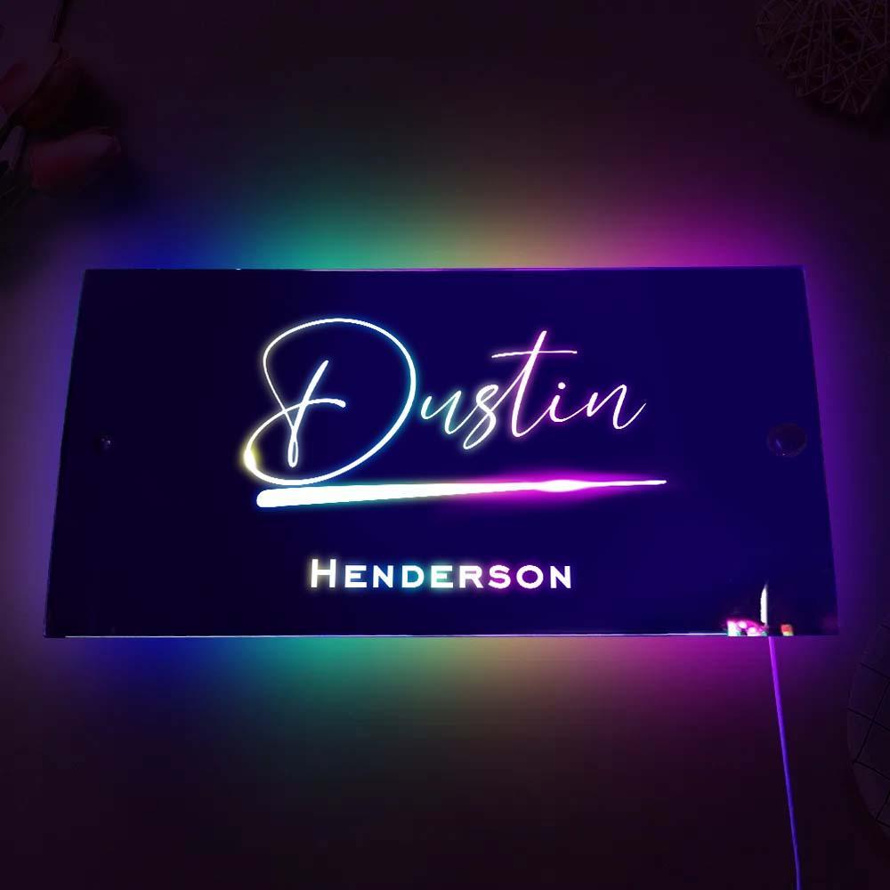 Benutzerdefinierter Name, Spiegelschild, Individueller Text, Led, Mehrfarbig, Beleuchtet, Wandbehang, Neonschilder, Heimdekoration, Geschenk Für Kinder - dephotoblanket