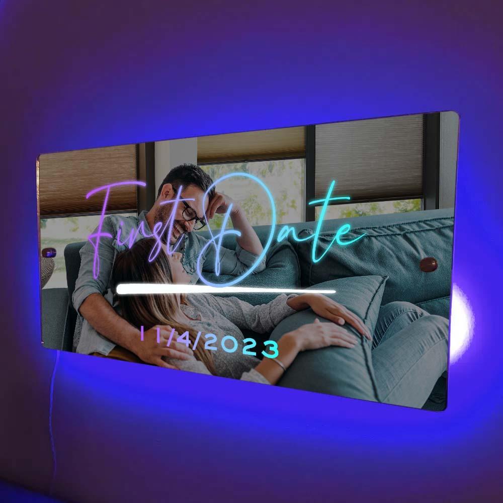 Benutzerdefinierter Name, Spiegelschild, Individueller Text, Led, Mehrfarbig, Beleuchtet, Wandbehang, Neonschilder, Heimdekoration, Jahrestagsgeschenk - dephotoblanket