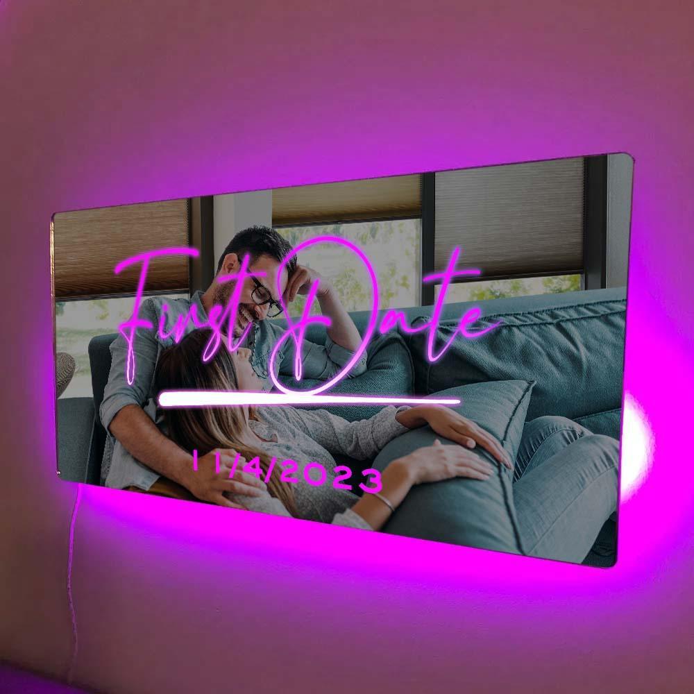 Benutzerdefinierter Name, Spiegelschild, Individueller Text, Led, Mehrfarbig, Beleuchtet, Wandbehang, Neonschilder, Heimdekoration, Jahrestagsgeschenk - dephotoblanket