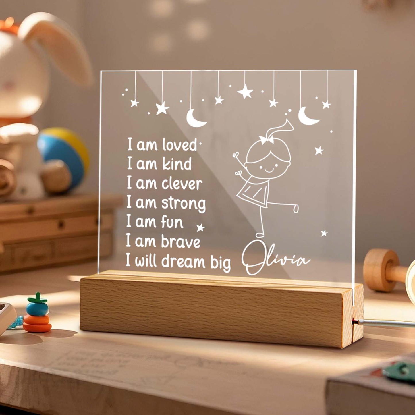 Personalisierte Affirmationen Kinder Nachtschild Led Lampe Nachtlicht - dephotoblanket