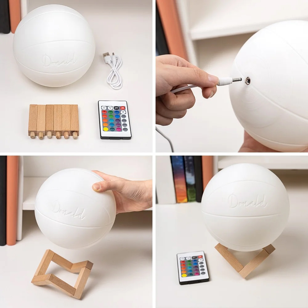 Personalisiertes Basketball-nachtlicht Mit Namen, 3d-tischlampe Für Kinderzimmer, Sportdekoration Für Jungenschlafzimmer, Valentinstagsgeschenke Für Ihn/männer - dephotoblanket
