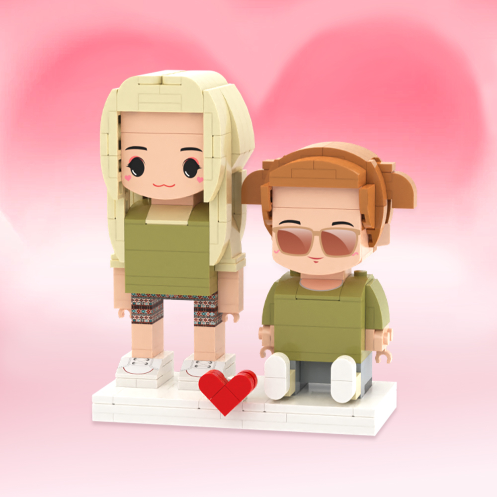 Individuell Gestaltbare Ganzkörper-spielfiguren Aus Bausteinen, Personalisierte Sitzende Spielfiguren Aus Bausteinen, Kinder Und Katze, Universelles Steckspielzeug Aus Kunststoff, Weihnachtsgeschenk - dephotoblanket