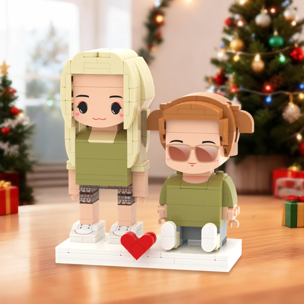 Individuell Gestaltbare Ganzkörper-spielfiguren Aus Bausteinen, Personalisierte Sitzende Spielfiguren Aus Bausteinen, Kinder Und Katze, Universelles Steckspielzeug Aus Kunststoff, Weihnachtsgeschenk - dephotoblanket