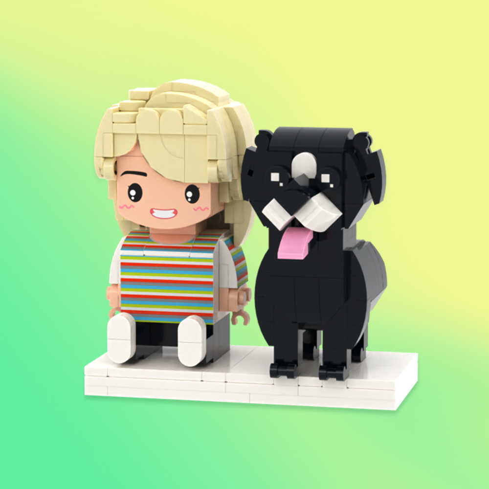 Individuell Gestaltbare Ganzkörper-spielfiguren Aus Bausteinen, Personalisierte Sitzende Spielfiguren Aus Bausteinen, Kinder Und Katze, Universelles Steckspielzeug Aus Kunststoff, Weihnachtsgeschenk - dephotoblanket