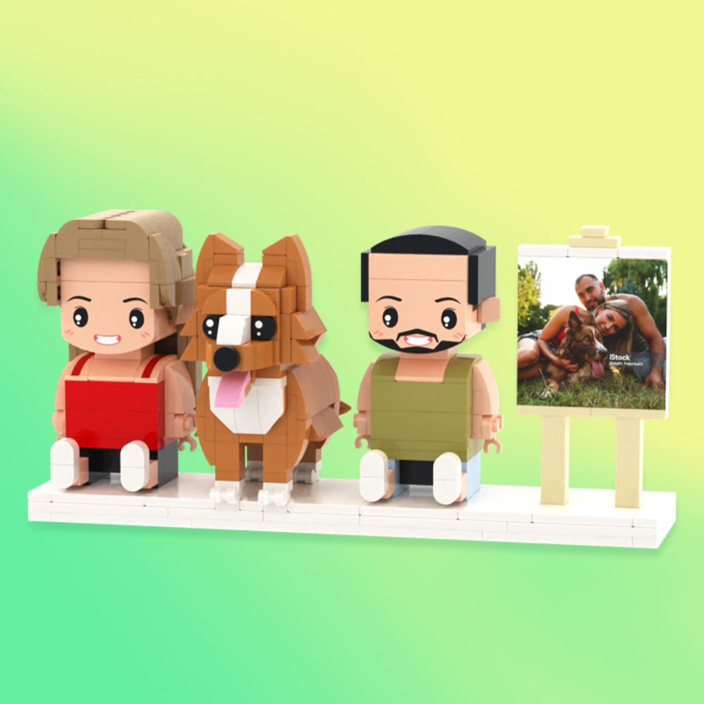 Individuell Gestaltbare Ganzkörper-spielfiguren Aus Bausteinen, Personalisierte Sitzende Spielfiguren Aus Bausteinen, Kinder Und Katze, Universelles Steckspielzeug Aus Kunststoff, Weihnachtsgeschenk - dephotoblanket