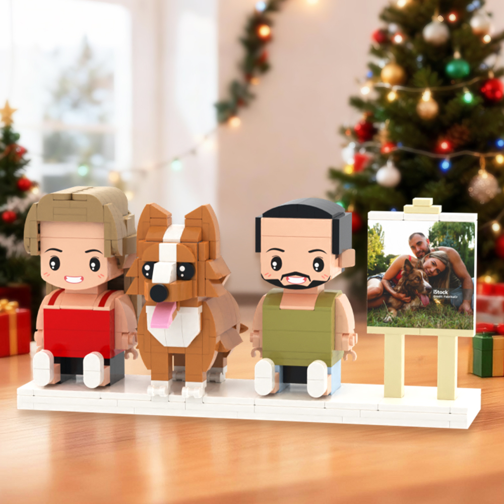 Individuell Gestaltbare Ganzkörper-spielfiguren Aus Bausteinen, Personalisierte Sitzende Spielfiguren Aus Bausteinen, Kinder Und Katze, Universelles Steckspielzeug Aus Kunststoff, Weihnachtsgeschenk - dephotoblanket