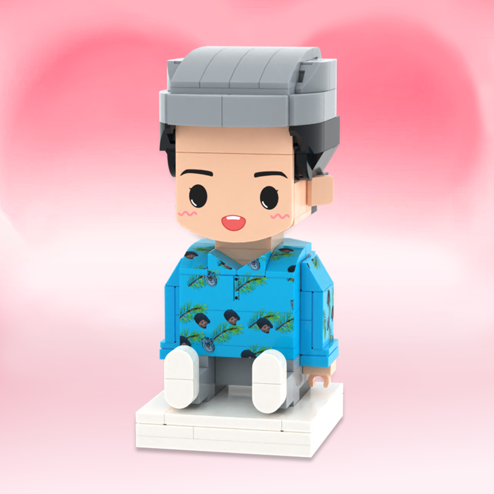 Individuell Gestaltbare Ganzkörper-spielfiguren Aus Bausteinen, Personalisierte Sitzende Spielfiguren Aus Bausteinen, Kinder Und Katze, Universelles Steckspielzeug Aus Kunststoff, Weihnachtsgeschenk - dephotoblanket