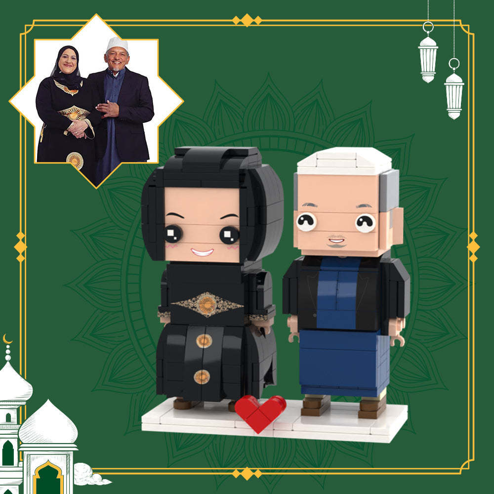 Gedenkgeschenke Für Eltern Vollständig Benutzerdefinierte 2-personen-steinfiguren. Benutzerdefinierte Ziegelfiguren, Kleines Partikelblockspielzeug - dephotoblanket