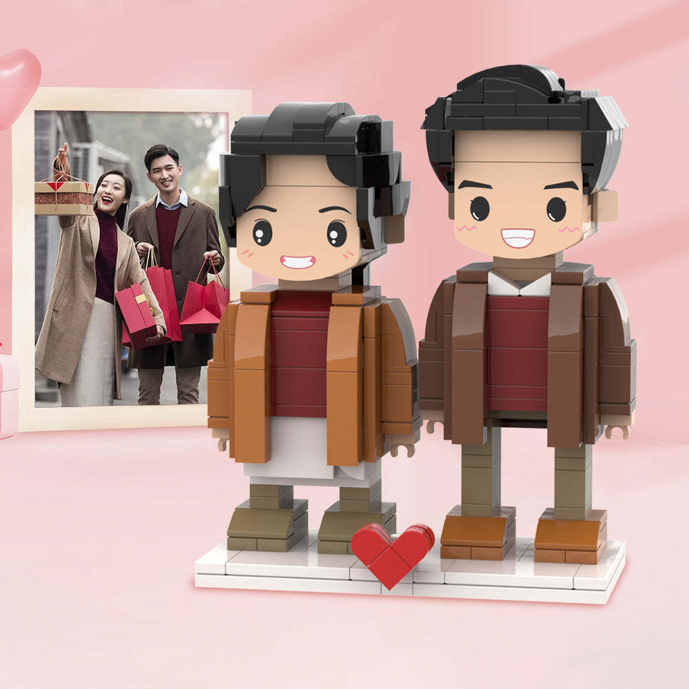 Geschenke Für Süße Paare, Personalisierbar, Ganzkörper-ziegelfiguren Für 2 Personen, Personalisierte Ziegelfiguren Mit Niedlichem Gesicht - dephotoblanket