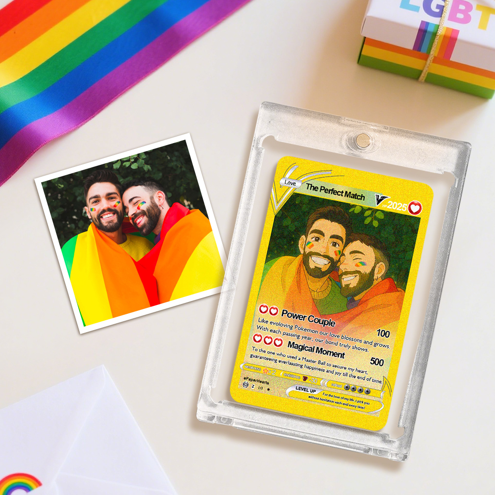Personalisierte Pokemon Karte Für Schwule Paare, Personalisiertes Poke-geschenk Für Ihn, Freund, Poke-kunst, Einzigartiges Jubiläumsgeschenk - dephotoblanket