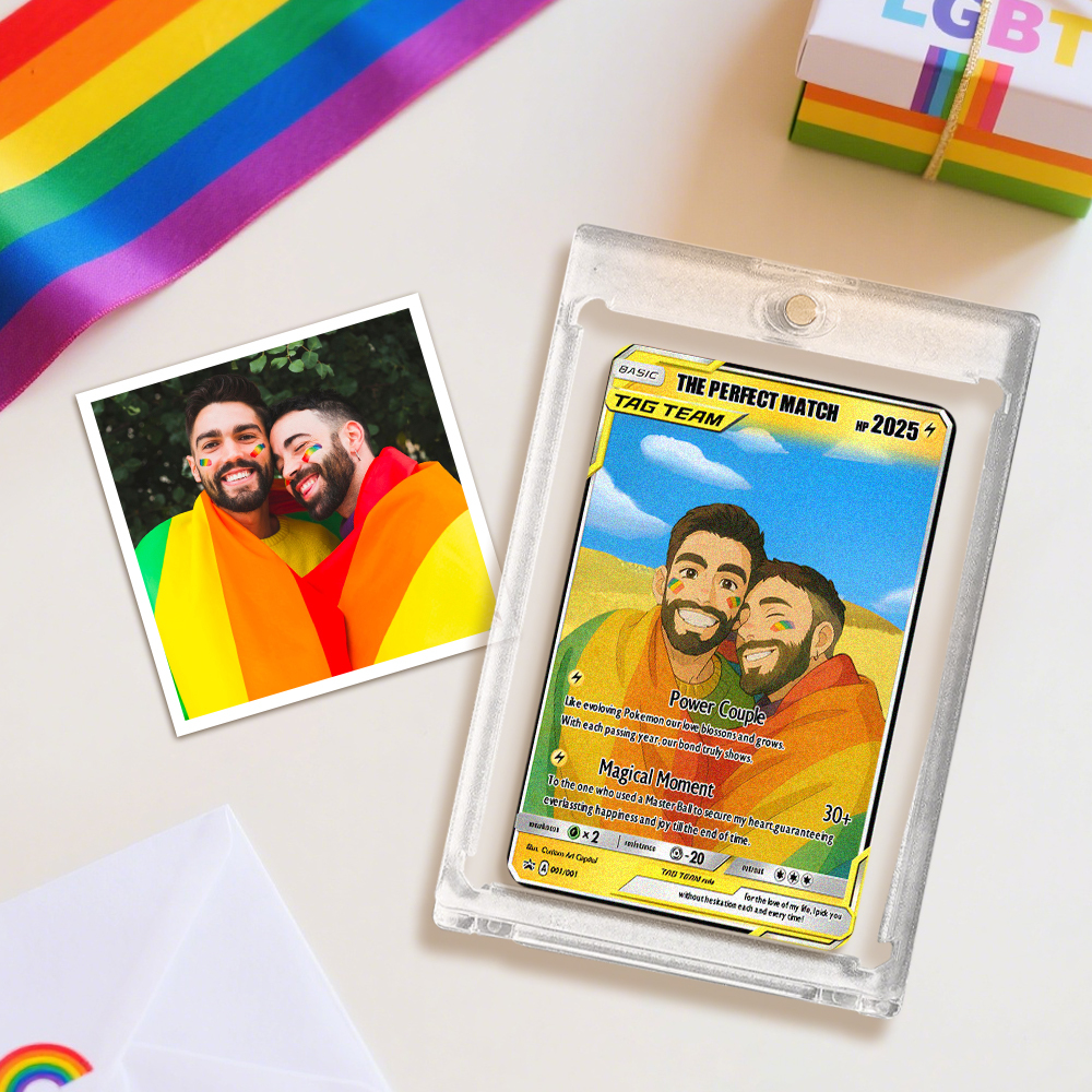 Personalisierte Poke Tag Team Paar Karte Personalisiertes Anime Portrait Gay Paare Geschenk Lustige Cartoon Kunst - dephotoblanket