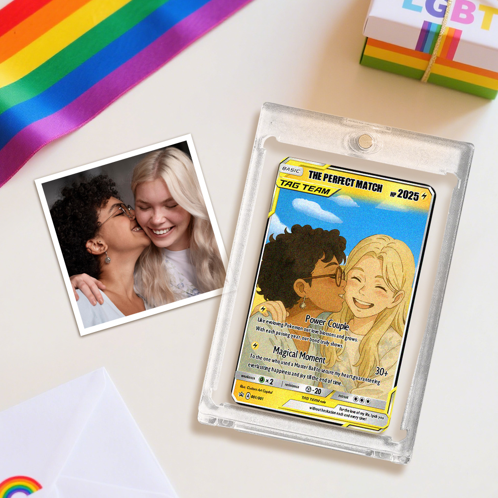 Personalisierte Poke Tag Team Paar Karte Personalisiertes Anime Portrait Gay Paare Geschenk Lustige Cartoon Kunst - dephotoblanket