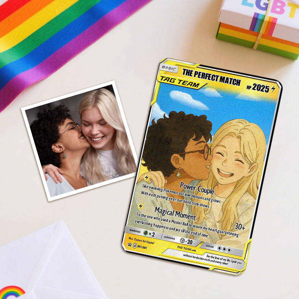 Personalisierte Poke Tag Team Paar Karte Personalisiertes Anime Portrait Gay Paare Geschenk Lustige Cartoon Kunst - dephotoblanket