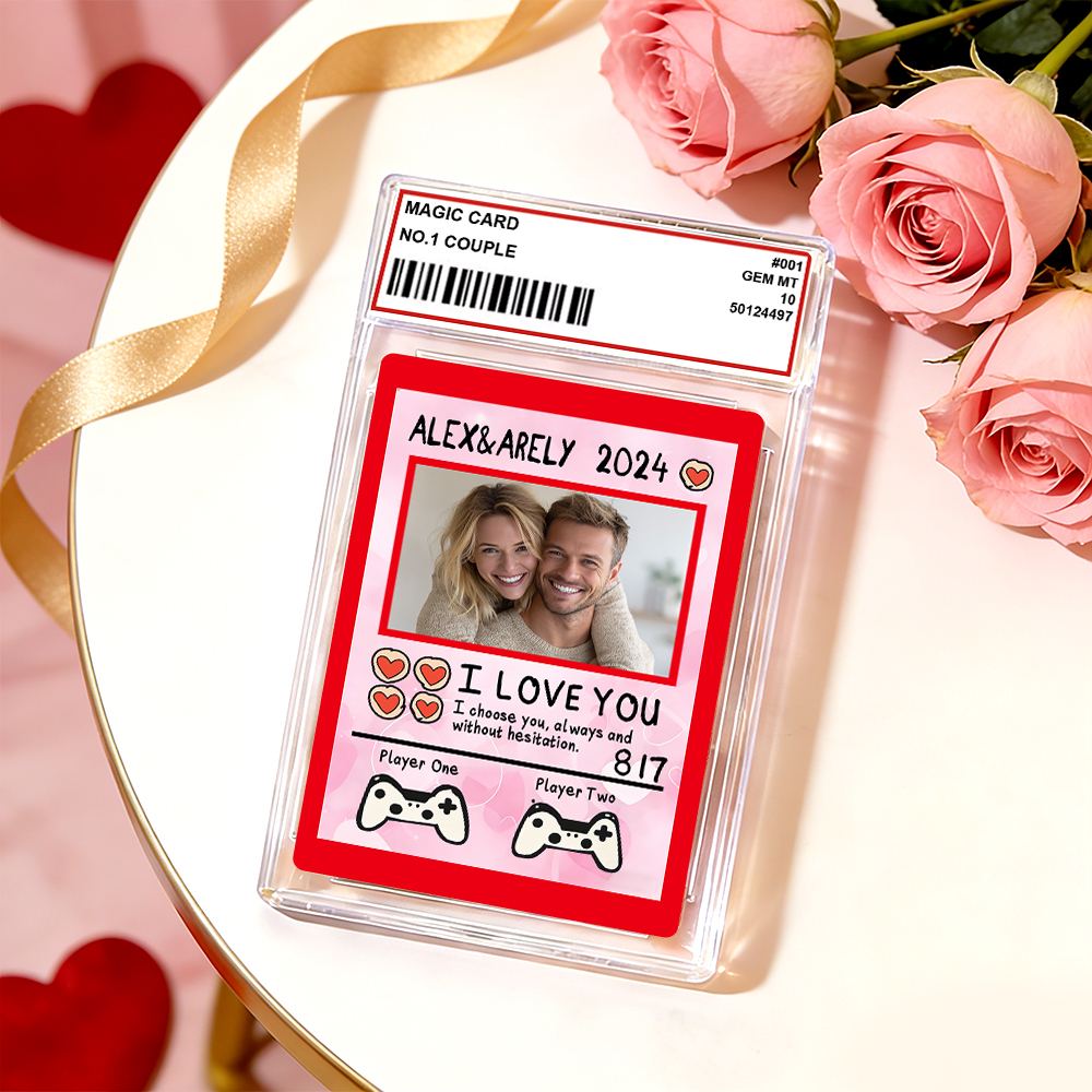 Personalisierte Valentinstag-power-paar-karte, Individuelle Jubiläumskarte, Paarfoto, Anime-stil, Bestes Valentinstagsgeschenk Für Liebhaber - dephotoblanket