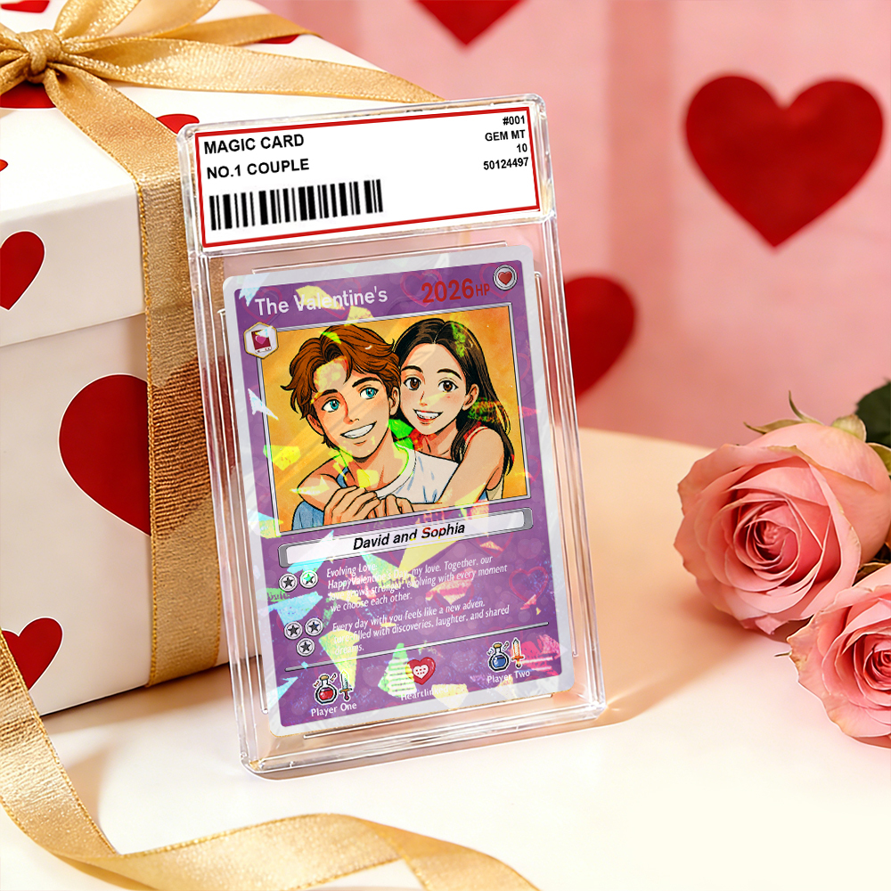 Personalisierte Valentinstag-power-paar-karte, Individuelle Jubiläumskarte, Paarfoto, Anime-stil, Bestes Valentinstagsgeschenk Für Liebhaber - dephotoblanket