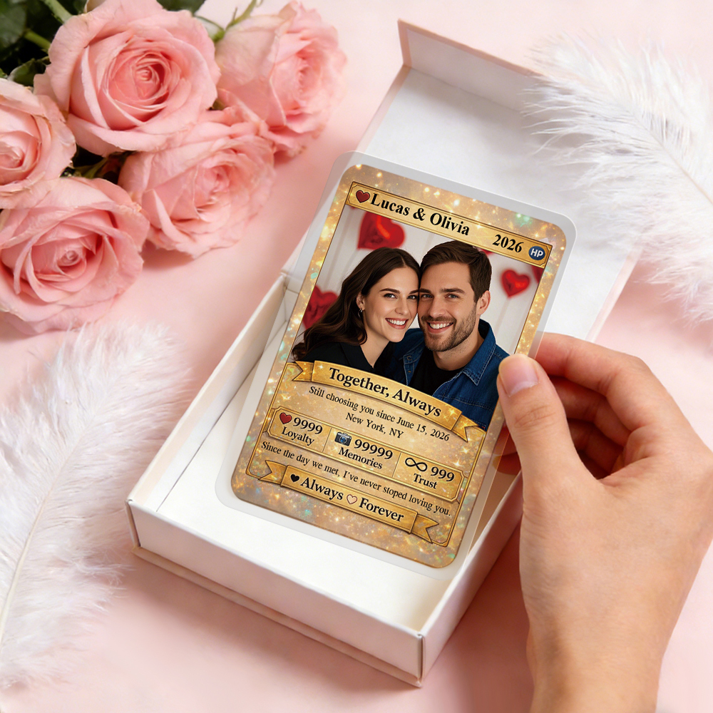 Personalisierte Valentinstag-power-paar-karte, Individuelle Jubiläumskarte, Paarfoto, Anime-stil, Bestes Valentinstagsgeschenk Für Liebhaber - dephotoblanket