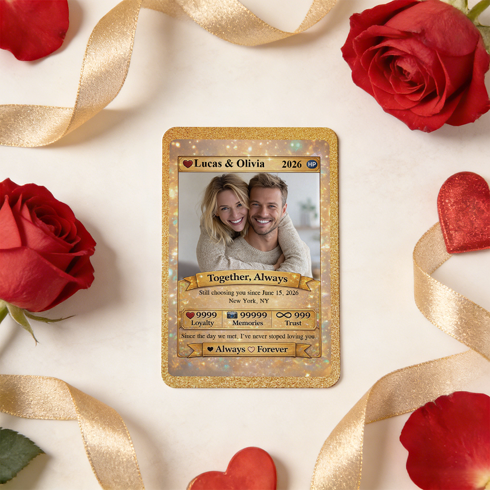 Personalisierte Valentinstag-power-paar-karte, Individuelle Jubiläumskarte, Paarfoto, Anime-stil, Bestes Valentinstagsgeschenk Für Liebhaber - dephotoblanket