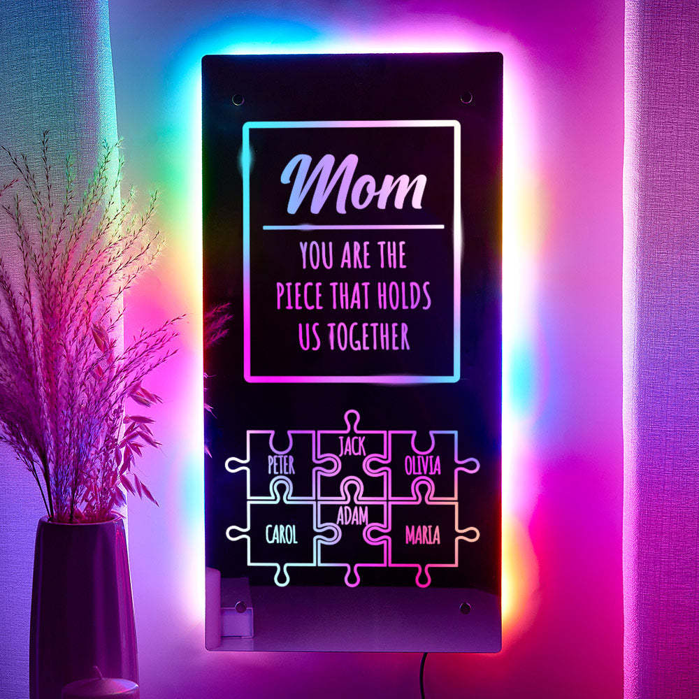 Personalisiertes Namensspiegellicht-mama-puzzle-familiengeschenk - dephotoblanket