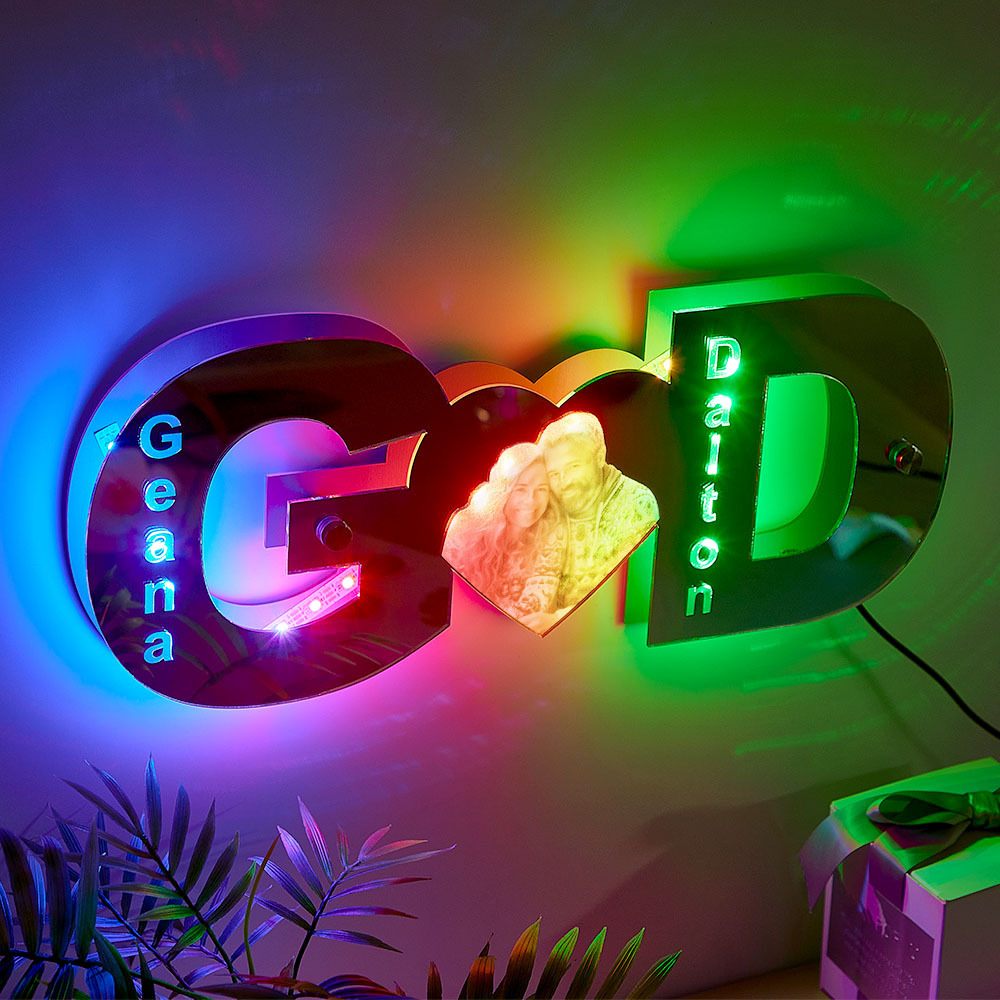 Personalisierte Brief Herz Foto Led Spiegel Licht Paar Geschenke