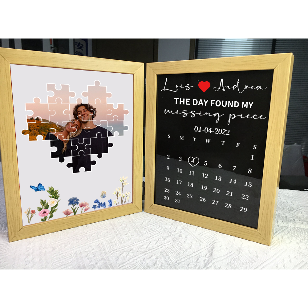Benutzerdefinierter Fotorahmen „der Tag, An Dem Ich Mein Fehlendes Stück Gefunden Habe“ Puzzle-fotorahmen Paargeschenke - dephotoblanket