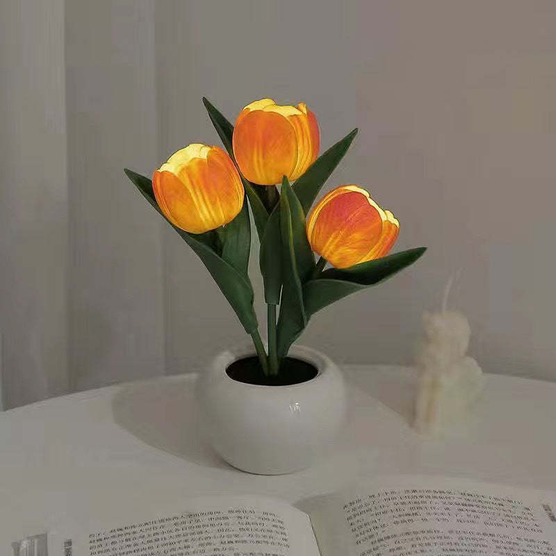 Moderne, Kreative Tulpen-tischleuchte Aus Keramik Mit Usb- Und Led-anschluss Für Das Schlafzimmer