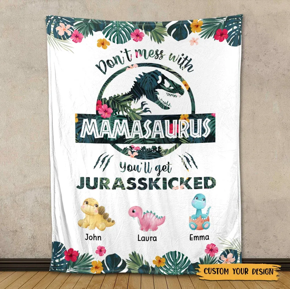 Don't Mess With Mamasaurus Tropical - Personalisierte Decke - Bestes Geschenk Für Mutter
