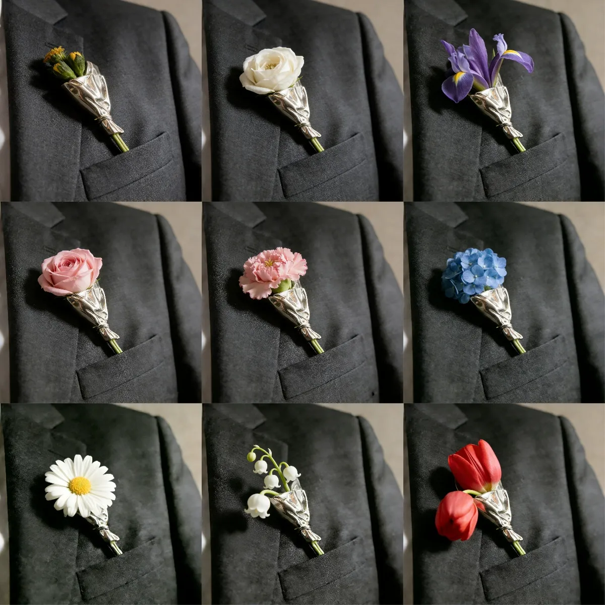 Mini-blumenstrauß-halskette & Brosche Mit Schleifen-design