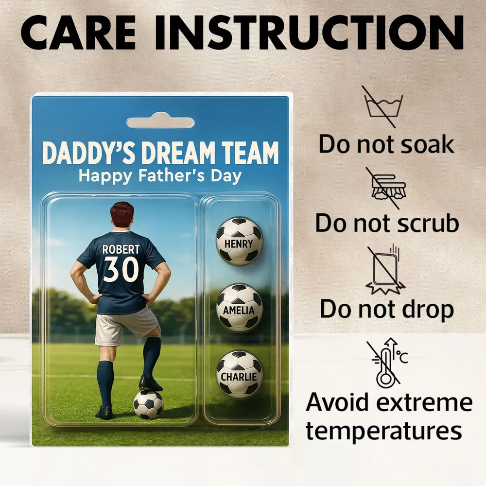 Daddy's Dream Team - Personalisierte Acryl-blocktafel Mit Fußballmotiv Und Den Namen Der Kinder, Das Perfekte Vatertagsgeschenk Für Papa Oder Fußballliebhaber - dephotoblanket